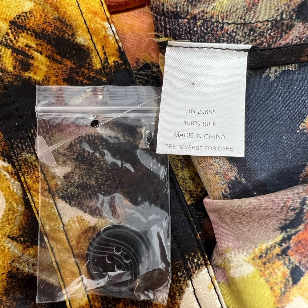 Pendleton 100% Silk Abstract Floral Top Jacket Medium Lightweight Designer NWT - Picture 8 of 9